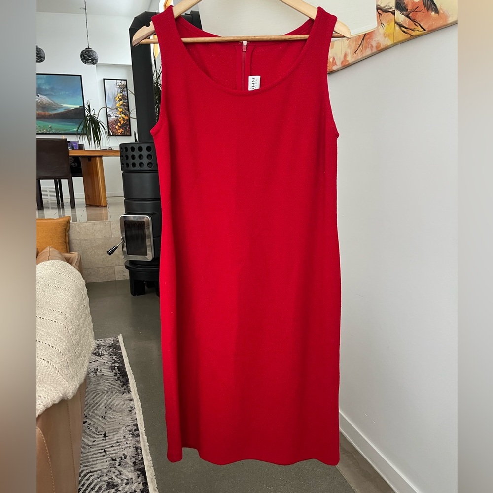 St John Collection Red Sleeveless Dress